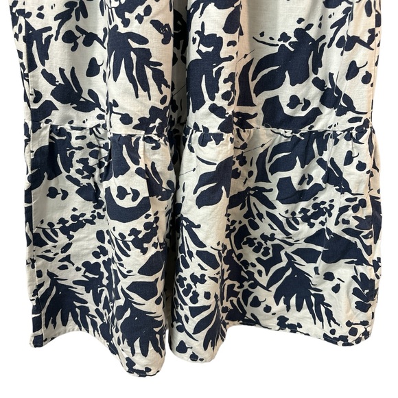 Magaschoni Floral Midi Linen blend dress w ruffled tier, elastic back in size 6. - Picture 4 of 11